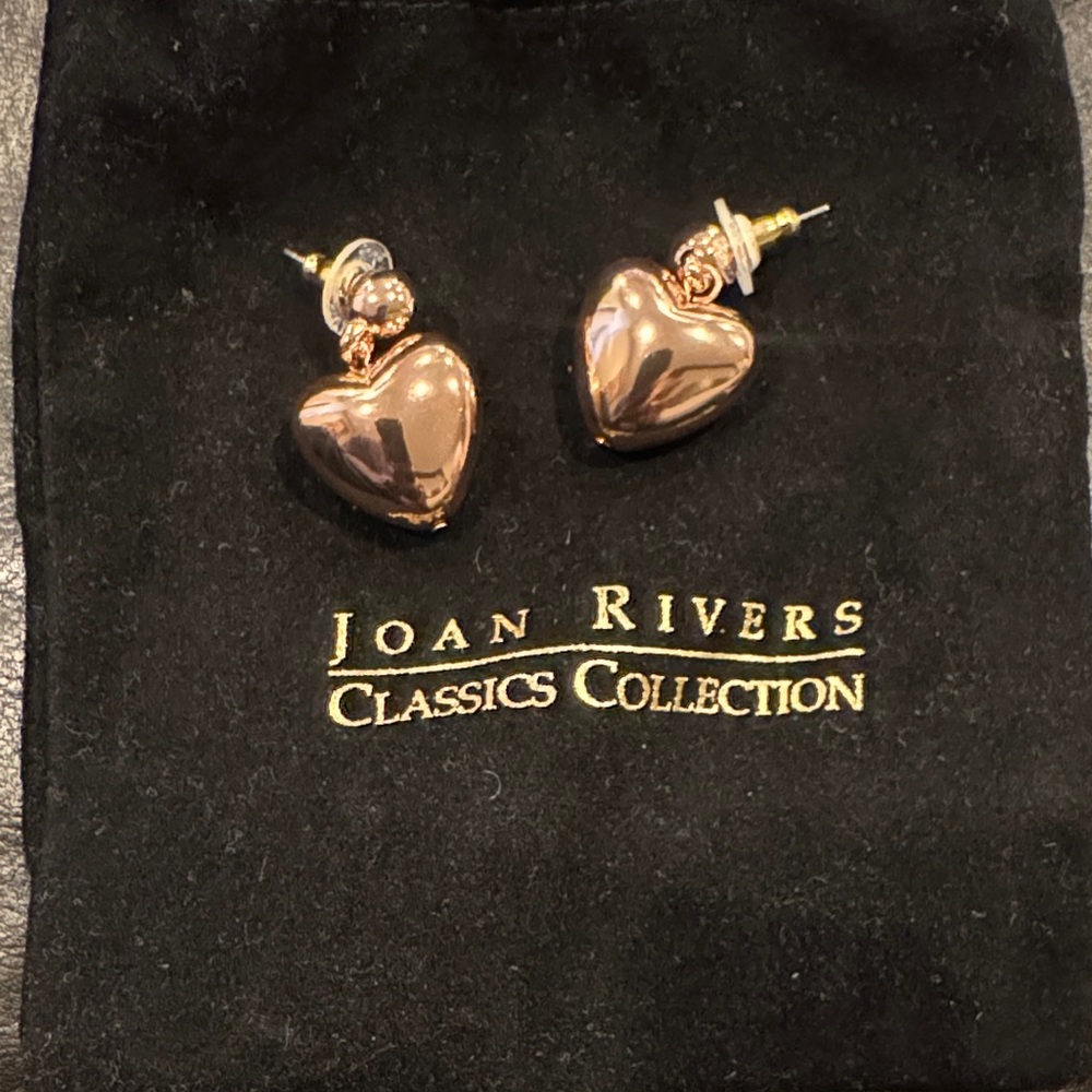 Joan Rivers Rose Gold Heart Drop Earrings